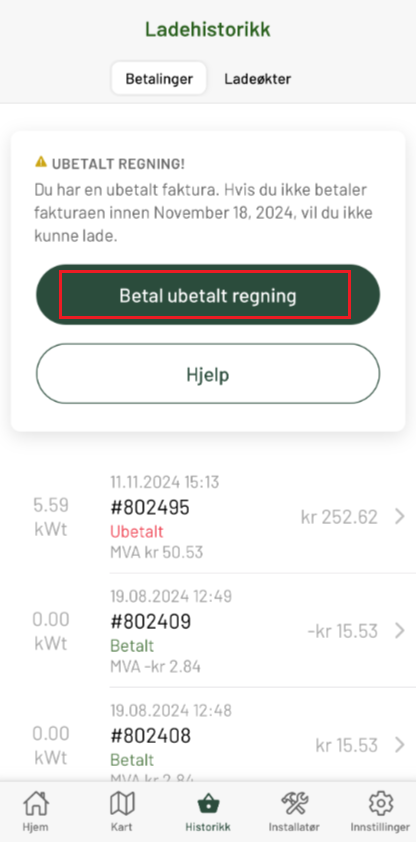 ubetalt faktura